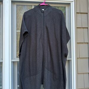 Lululemon Call Me Cozy gray Zip Up Cotton Yak Blend Knit Poncho One Size Fit